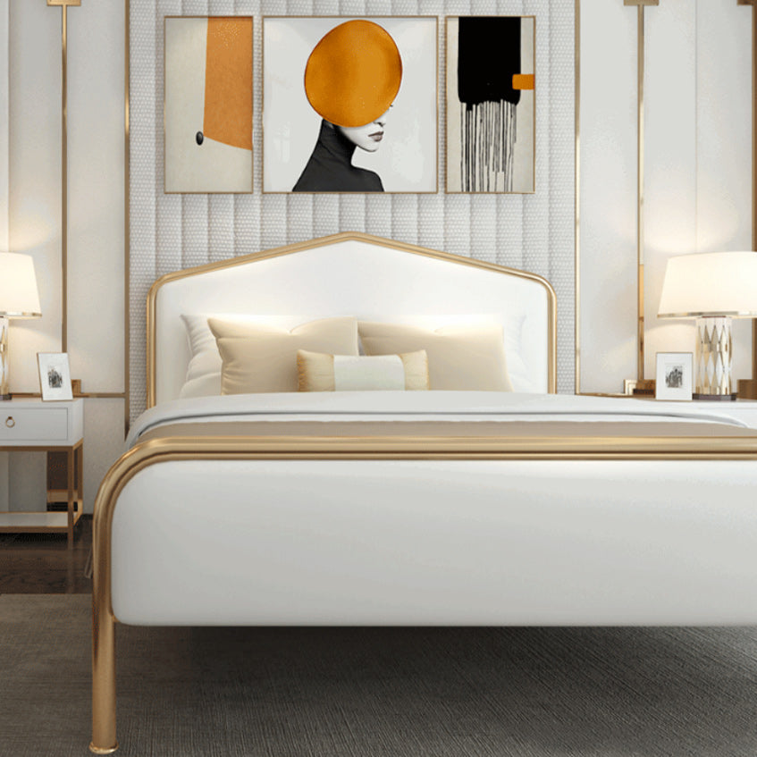 Luxurious Metallic Panel Bed 43.31" High Camelback Bed Frame Clearhalo 'Bedroom Furniture' 'Beds' 'furn' 'furn_beds' 'Furniture' 5731274