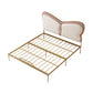Low Profile Standard Bed Gold Metal Bed Frame with Upholstered Headboard Clearhalo 'Bedroom Furniture' 'Beds' 'furn' 'furn_beds' 'Furniture' 5731303