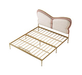 Low Profile Standard Bed Gold Metal Bed Frame with Upholstered Headboard Clearhalo 'Bedroom Furniture' 'Beds' 'furn' 'furn_beds' 'Furniture' 5731303