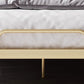 Low Profile Standard Bed Gold Metal Bed Frame with Upholstered Headboard Clearhalo 'Bedroom Furniture' 'Beds' 'furn' 'furn_beds' 'Furniture' 5731304
