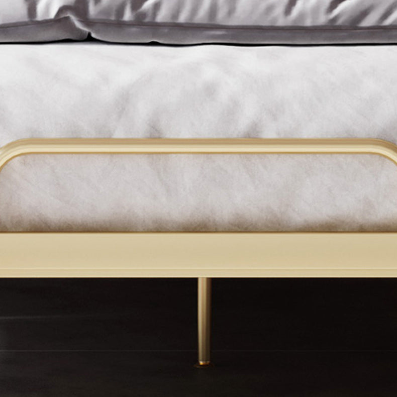 Low Profile Standard Bed Gold Metal Bed Frame with Upholstered Headboard Clearhalo 'Bedroom Furniture' 'Beds' 'furn' 'furn_beds' 'Furniture' 5731304