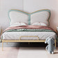 Low Profile Standard Bed Gold Metal Bed Frame with Upholstered Headboard Green-White Clearhalo 'Bedroom Furniture' 'Beds' 'furn' 'furn_beds' 'Furniture' 5731307