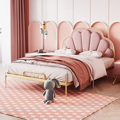 Marco de cama de perfil bajo taponizado por la cama estándar en acabado dorado