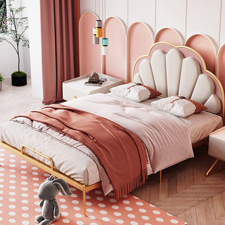 Marco de cama de perfil bajo taponizado por la cama estándar en acabado dorado