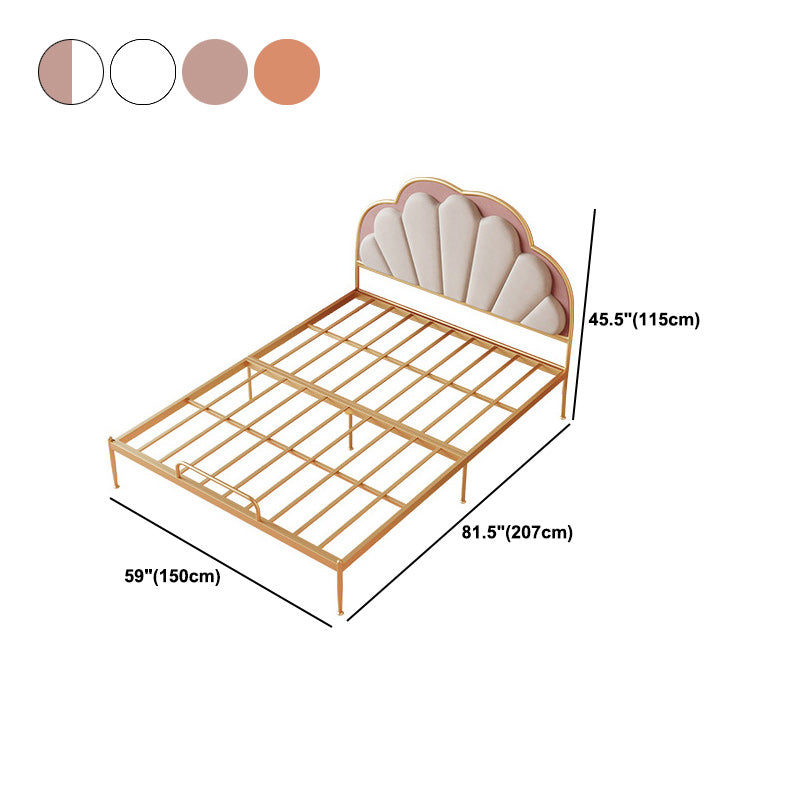 Marco de cama de perfil bajo taponizado por la cama estándar en acabado dorado