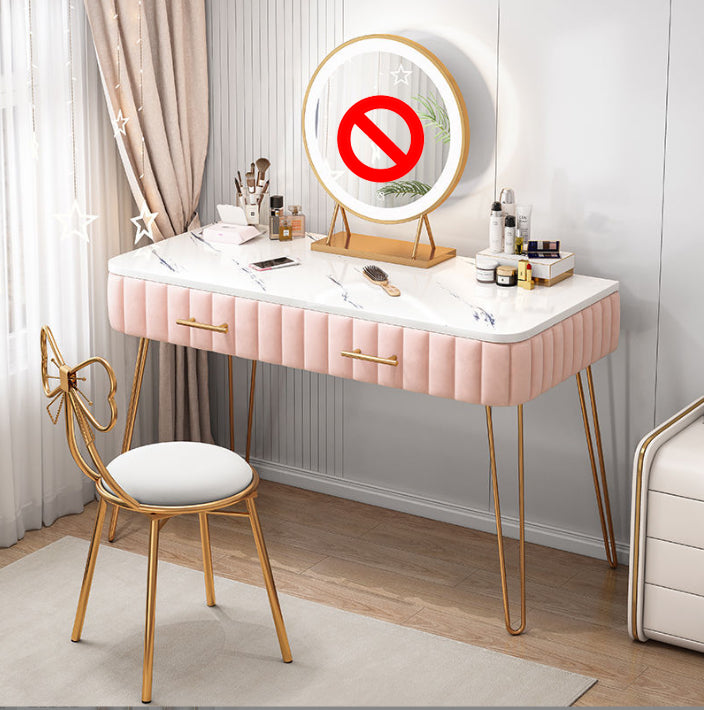 Luxurious Metal 29.53-In High Vanity Makeup Dressing Table Stool Set