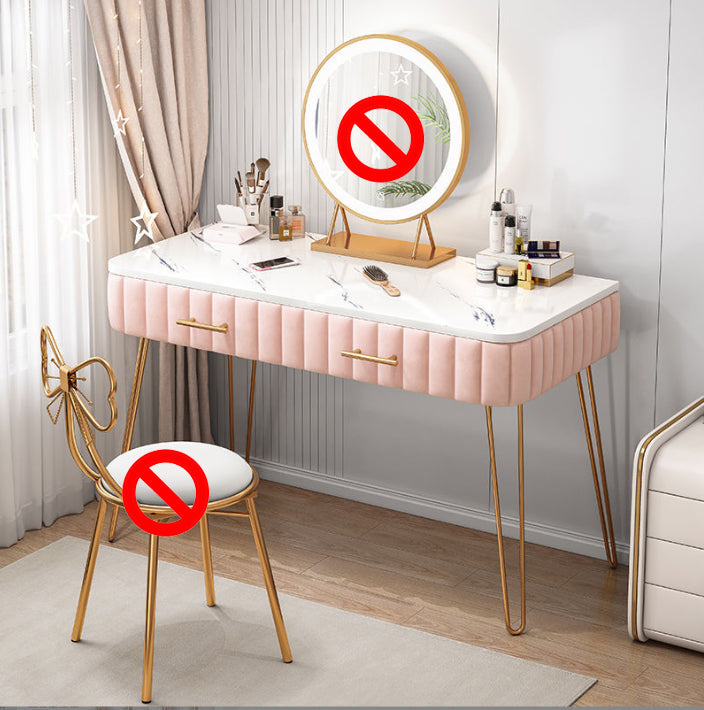 Luxurious Metal 29.53-In High Vanity Makeup Dressing Table Stool Set