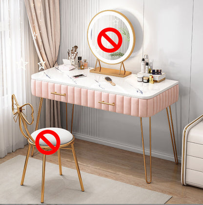 Luxurious Metal 29.53-In High Vanity Makeup Dressing Table Stool Set
