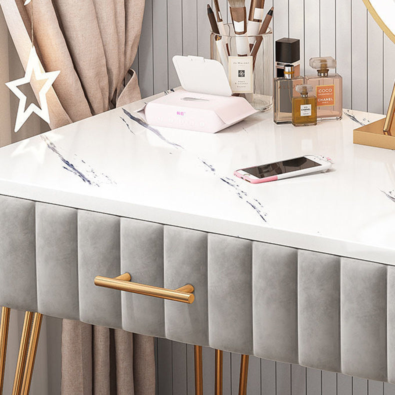 Luxurious Metal 29.53-In High Vanity Makeup Dressing Table Stool Set