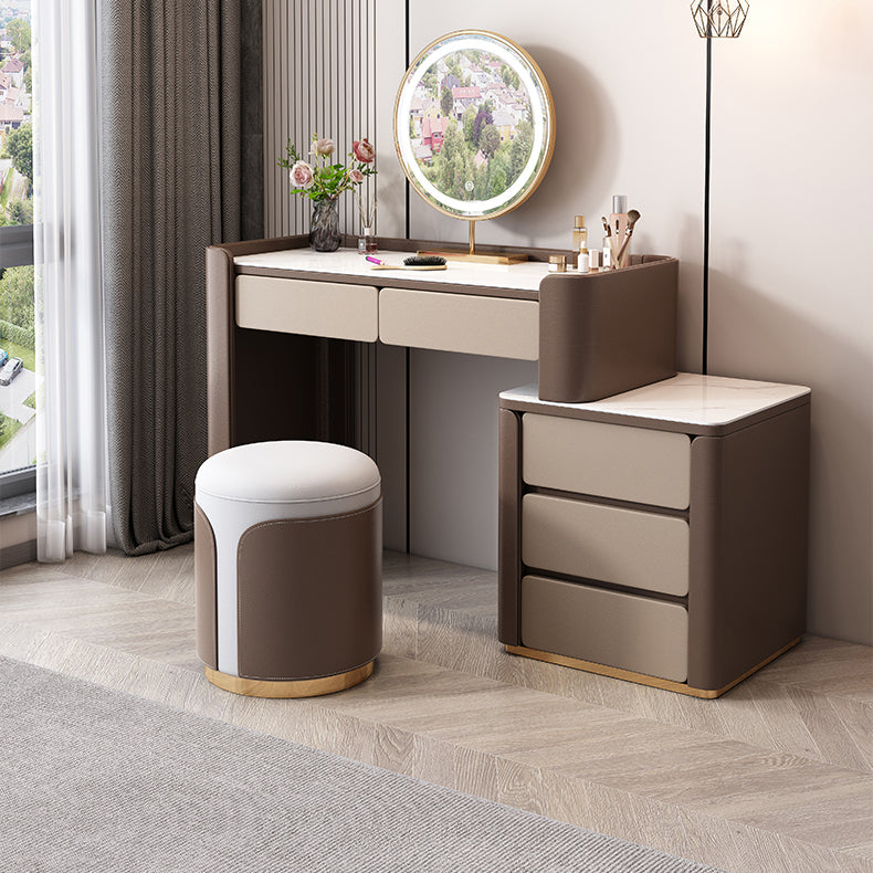 29.53 "H Holz/Stein Waschtischstool Set 2/5 Schubladen Kommode in Braun