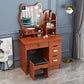 4 Drawers 31.5" Wide Vanity Set Nordic Wood Dressing Table with Stool and Mirror Makeup Vanity & Mirror & Stools Brown Right Clearhalo 'Bedroom Furniture' 'furn' 'furn_makeup_vanities' 'Furniture' 'Makeup Vanities' 'makeup_vanities' 5731505