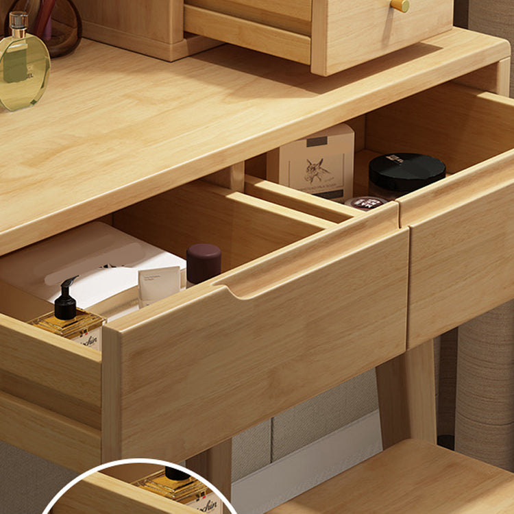 1/4-Drawer Wooden Vanity Makeup Table Set Vanity Stool - 53.15" H Clearhalo 'Bedroom Furniture' 'furn' 'furn_makeup_vanities' 'Furniture' 'Makeup Vanities' 'makeup_vanities' 5731525