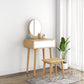 1/4-Drawer Wooden Vanity Makeup Table Set Vanity Stool - 53.15" H Makeup Vanity & Mirror & Stools 24"L x 16"W x 53"H Natural Wood White Clearhalo 'Bedroom Furniture' 'furn' 'furn_makeup_vanities' 'Furniture' 'Makeup Vanities' 'makeup_vanities' 5731528