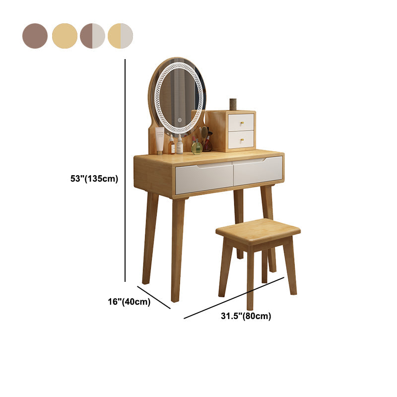 1/4-Drawer Wooden Vanity Makeup Table Set Vanity Stool - 53.15" H Clearhalo 'Bedroom Furniture' 'furn' 'furn_makeup_vanities' 'Furniture' 'Makeup Vanities' 'makeup_vanities' 5731534