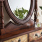 Victorian Wood Vanity Table with Mirror and Stool 15.75" D Vanity Table Set Clearhalo 'Bedroom Furniture' 'furn' 'furn_makeup_vanities' 'Furniture' 'Makeup Vanities' 'makeup_vanities' 5731541