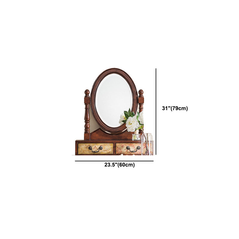 Victorian Wood Vanity Table with Mirror and Stool 15.75" D Vanity Table Set Clearhalo 'Bedroom Furniture' 'furn' 'furn_makeup_vanities' 'Furniture' 'Makeup Vanities' 'makeup_vanities' 5731552