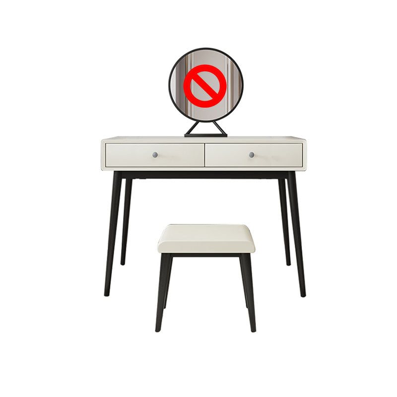 Vanité blanche contemporaine Tableau 29.53 "H Vanité Ensemble avec tabouret et miroir