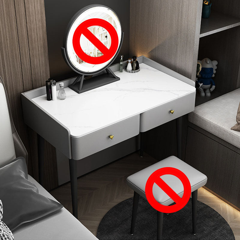 Contemporary Stone Top Make-up Vanity with 2 Storage Drawers