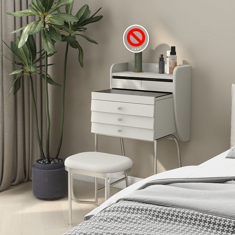 Zeitgenössischer Waschtisch Schminktisch Glass Top Eitelkeit Make -up -Tisch Set