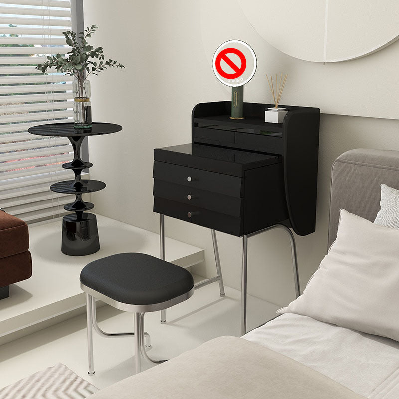 Zeitgenössischer Waschtisch Schminktisch Glass Top Eitelkeit Make -up -Tisch Set