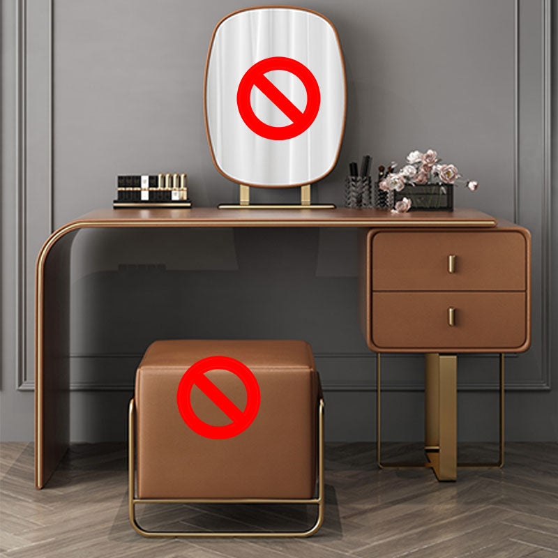 Zeitgenössisches Kunstleder und Holz 2-Draste Make-up Eitelkeitschalter