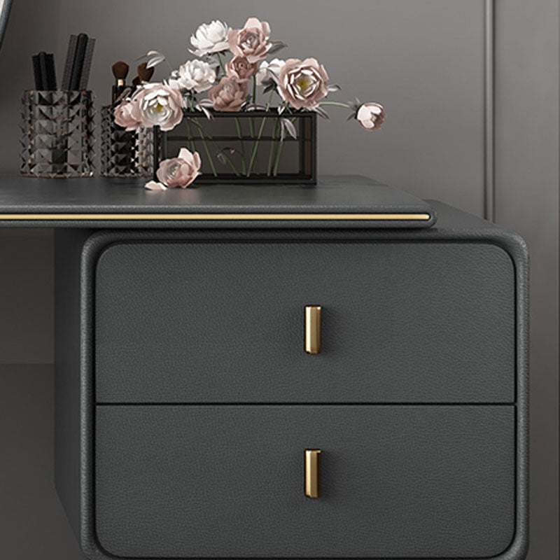 Zeitgenössisches Kunstleder und Holz 2-Draste Make-up Eitelkeitschalter