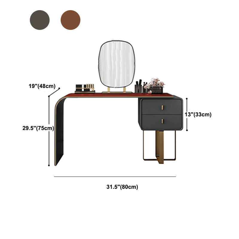 Zeitgenössisches Kunstleder und Holz 2-Draste Make-up Eitelkeitschalter