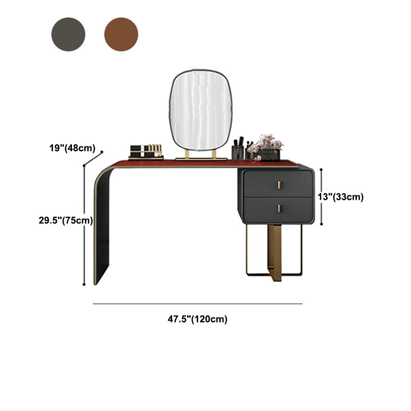 Zeitgenössisches Kunstleder und Holz 2-Draste Make-up Eitelkeitschalter
