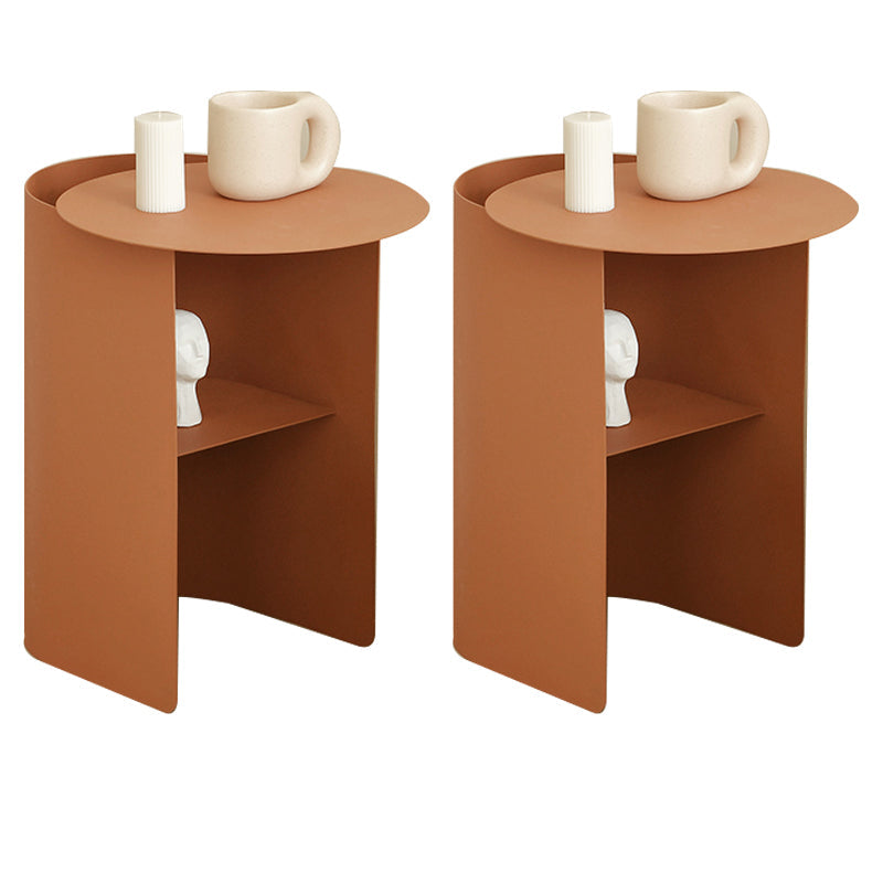 Shelving Iron Nightstand Modern Storage Accent Table Nightstand 1 Shelf Orange 2 Piece Set Clearhalo 'Bedroom Furniture' 'furn' 'furn_night_stand' 'Furniture' 'night_stand' 'Nightstands' 5731746