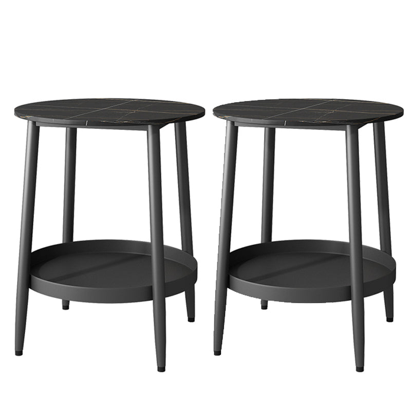 Table de nuit en pierre et en fer à rangement ouvert table de nuit