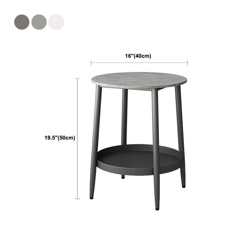 Table de nuit en pierre et en fer à rangement ouvert table de nuit