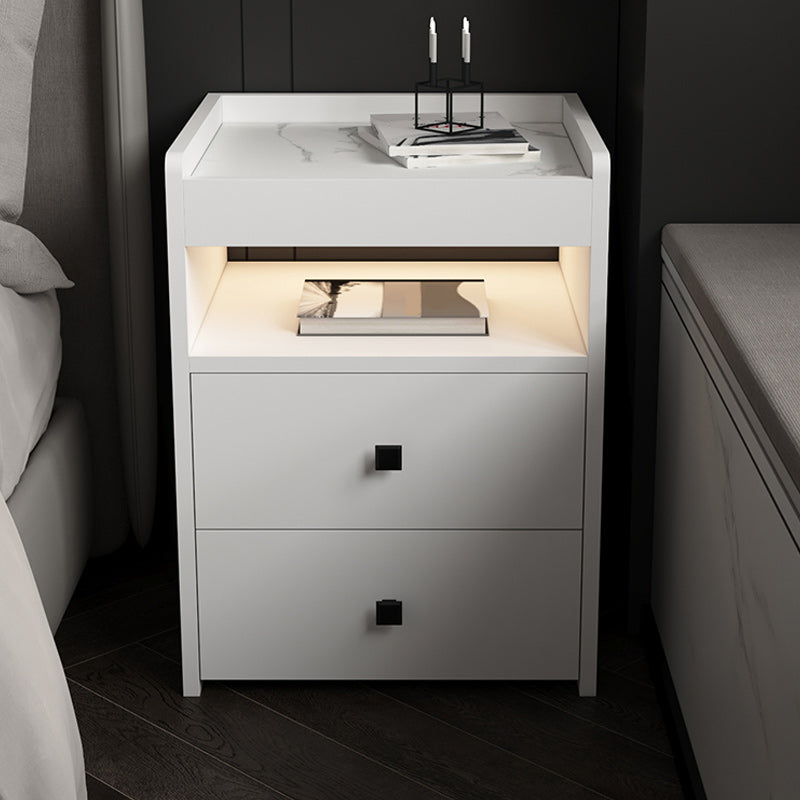 Modern Open Storage Nightstand 2-Drawer 24 Inch H Imitation Wood Night Table Clearhalo 'Bedroom Furniture' 'furn' 'furn_night_stand' 'Furniture' 'night_stand' 'Nightstands' 5731762