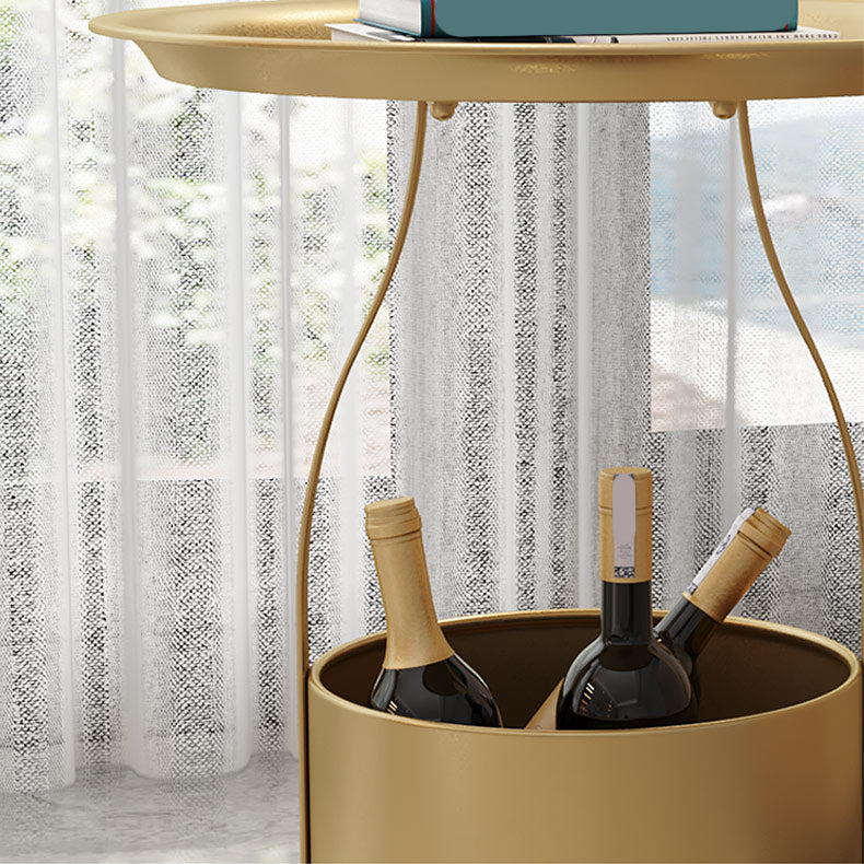 Tround Stone and Iron Night Table Open Storage Bed Fildrant 17 "H