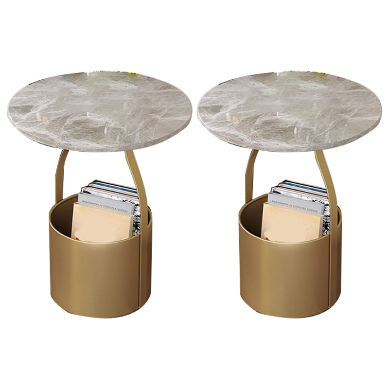 Tround Stone and Iron Night Table Open Storage Bed Fildrant 17 "H