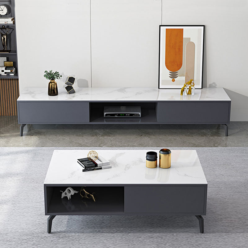 Glam Glass Top Media Console TV Stand Engineered Wood TV Console Clearhalo 'furn' 'furn_tv_stands_entertainment_centers' 'Furniture' 'Living Room Furniture' 'TV Stands & Entertainment Centers' 'TV Stands & Media Storage Furniture' 'tv_stands_entertainment_centers' 5731822