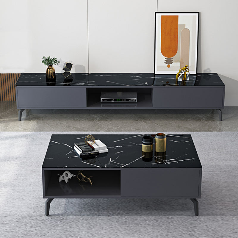 Glam Glass Top Media Console TV Stand Engineered Wood TV Console Clearhalo 'furn' 'furn_tv_stands_entertainment_centers' 'Furniture' 'Living Room Furniture' 'TV Stands & Entertainment Centers' 'TV Stands & Media Storage Furniture' 'tv_stands_entertainment_centers' 5731828