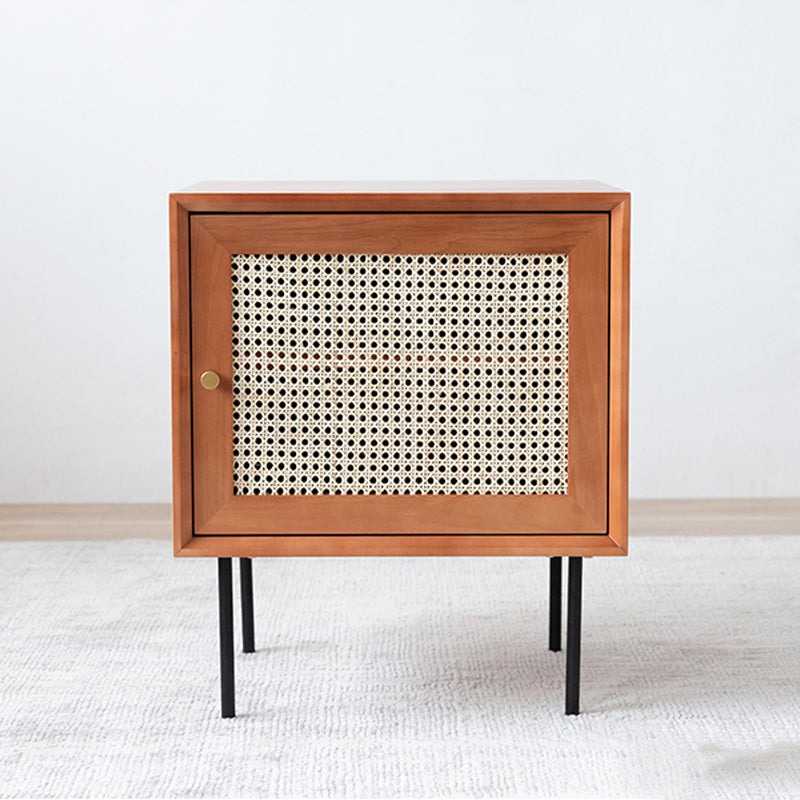 Pine et rotin table de chevet de lit contemporain armoire au chevet avec 1 porte