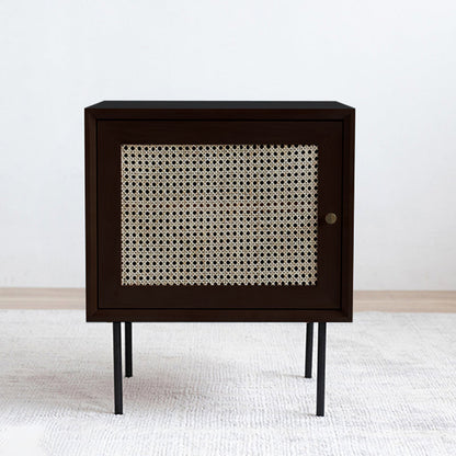 Pine et rotin table de chevet de lit contemporain armoire au chevet avec 1 porte