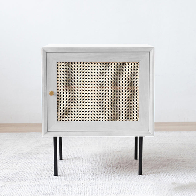 Pine et rotin table de chevet de lit contemporain armoire au chevet avec 1 porte