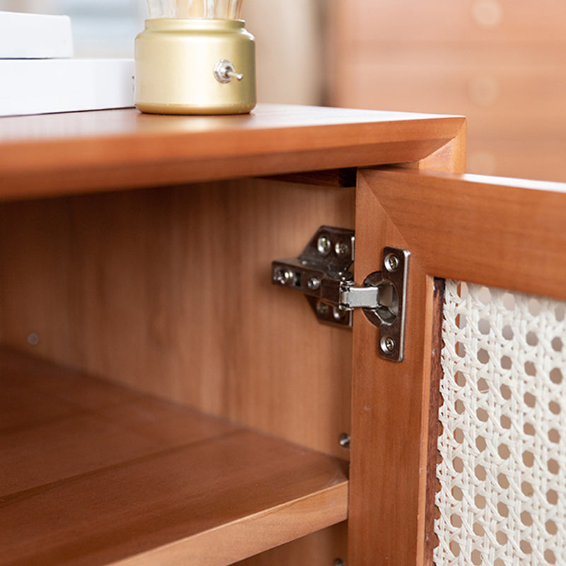 Pine et rotin table de chevet de lit contemporain armoire au chevet avec 1 porte