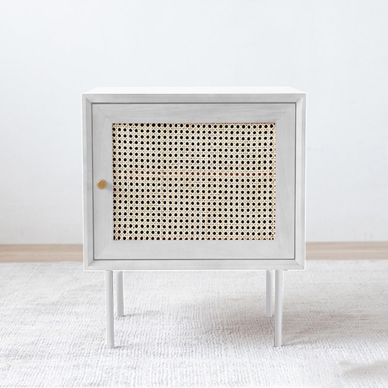 Pine et rotin table de chevet de lit contemporain armoire au chevet avec 1 porte