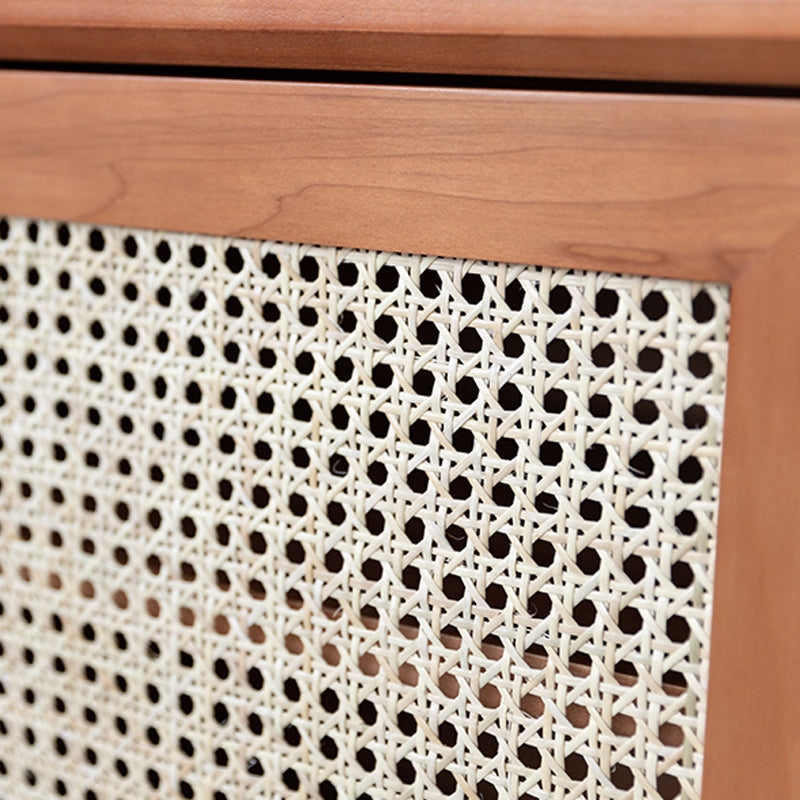 Pine et rotin table de chevet de lit contemporain armoire au chevet avec 1 porte