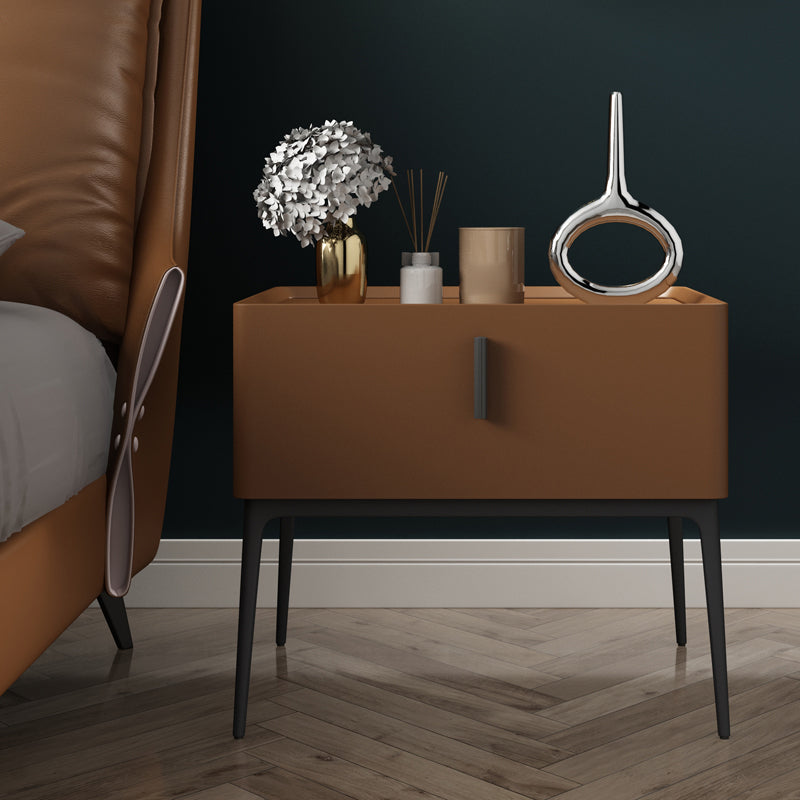 Modern 18 inch H Nightstand Faux Leather 1-ladel nachttafel met benen