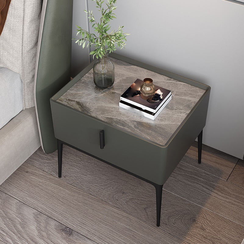 Modern 18 inch H Nightstand Faux Leather 1-ladel nachttafel met benen