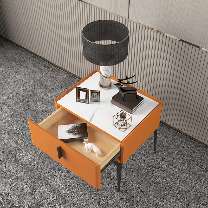 Modern 18 inch H Nightstand Faux Leather 1-ladel nachttafel met benen