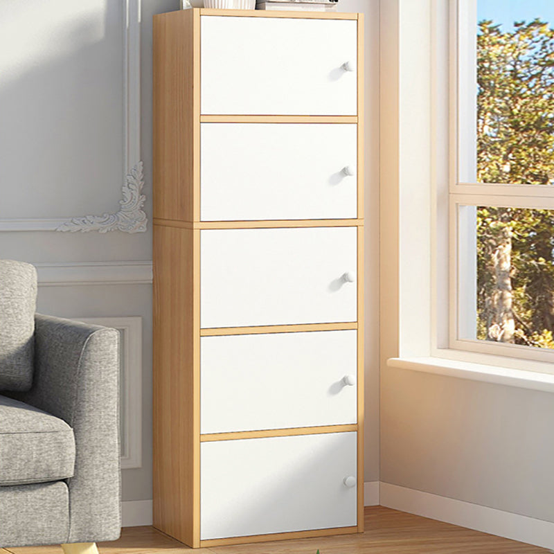 Cassa di stoccaggio in legno verticale per finitura opaca contemporanea