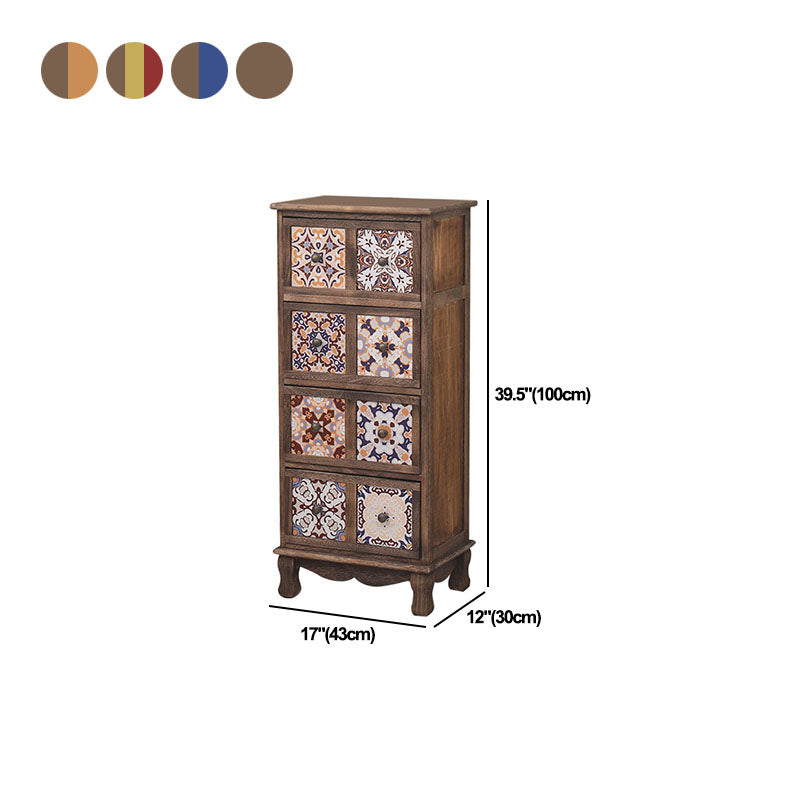 Cofre de lencería de 12 "W cofre de almacenamiento de madera vertical con cajones para dormitorio