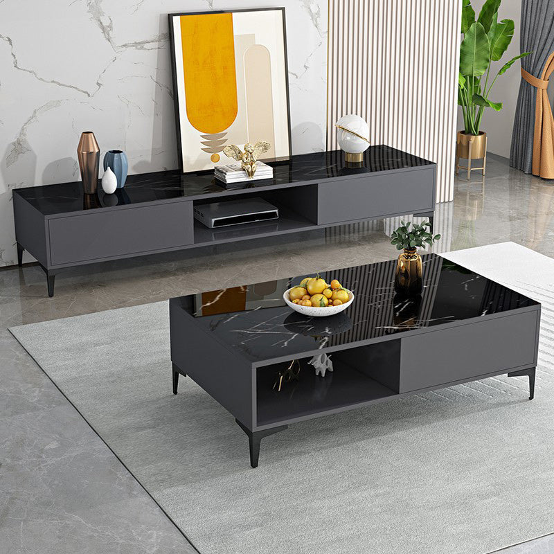 Contemporary 2-Door TV Stand 1-Open Shelf TV Console - 15.75" H Clearhalo 'furn' 'furn_tv_stands_entertainment_centers' 'Furniture' 'Living Room Furniture' 'TV Stands & Entertainment Centers' 'TV Stands & Media Storage Furniture' 'tv_stands_entertainment_centers' 5732536