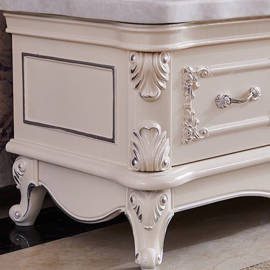 Console con console multimediale in legno massello Glam White TV Media Console