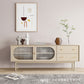 25.6" High Nordic TV Stand Solid Wood TV Cabinet with 2-Drawer & Cabinet Off-White Glass Clearhalo 'furn' 'furn_tv_stands_entertainment_centers' 'Furniture' 'Living Room Furniture' 'TV Stands & Entertainment Centers' 'TV Stands & Media Storage Furniture' 'tv_stands_entertainment_centers' 5732593